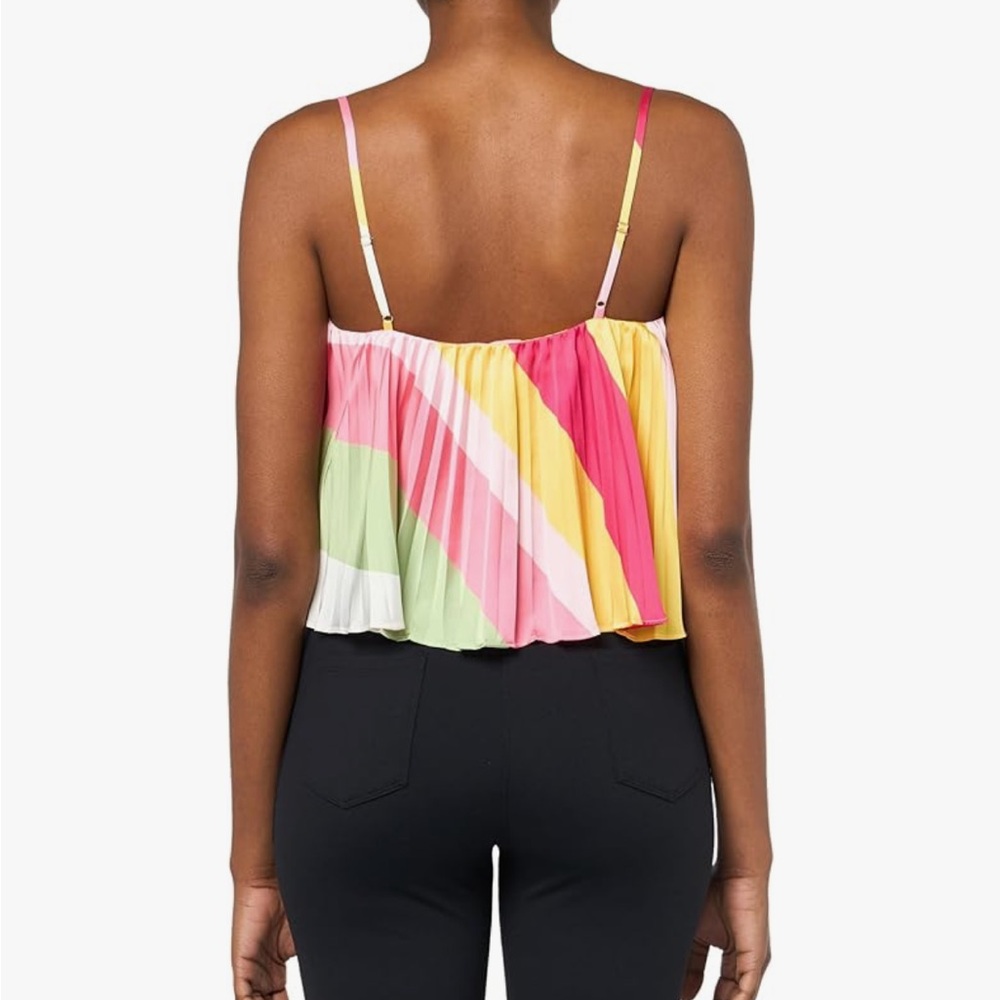 Ramy Brook Pink and Green Pleated Crop Camisole - Picture 2 of 7